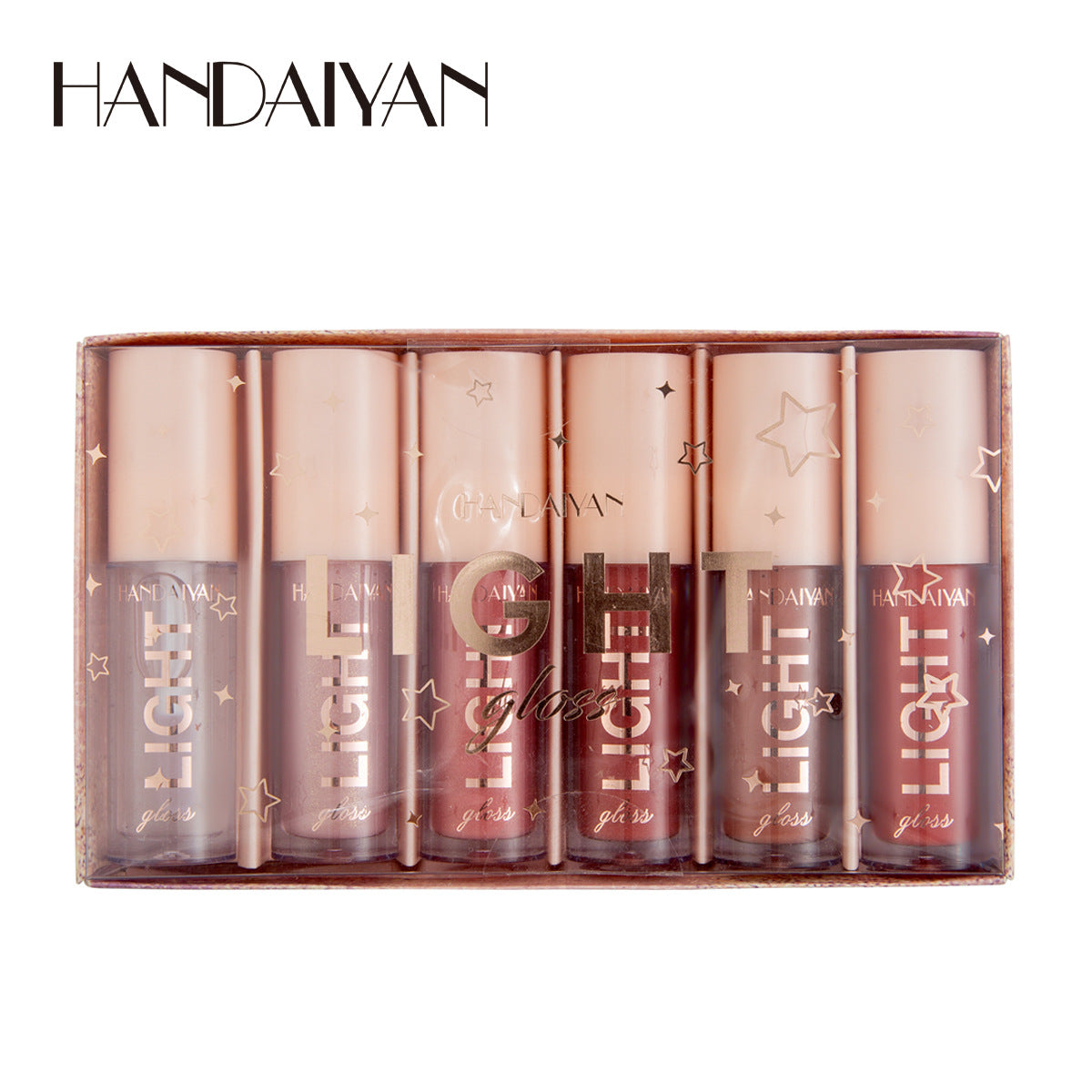 Handaiyan 6-Piece Mirror Water-Light Lip Gloss Set Glass Liquid Lipstick Gift Box