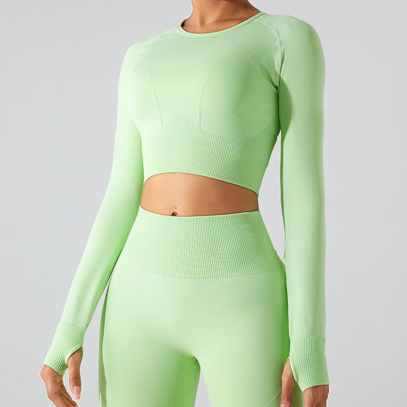 Seamless Long Sleeve Yoga Jacket Women Quick-Drying Slim Fit Running Workout Clothes