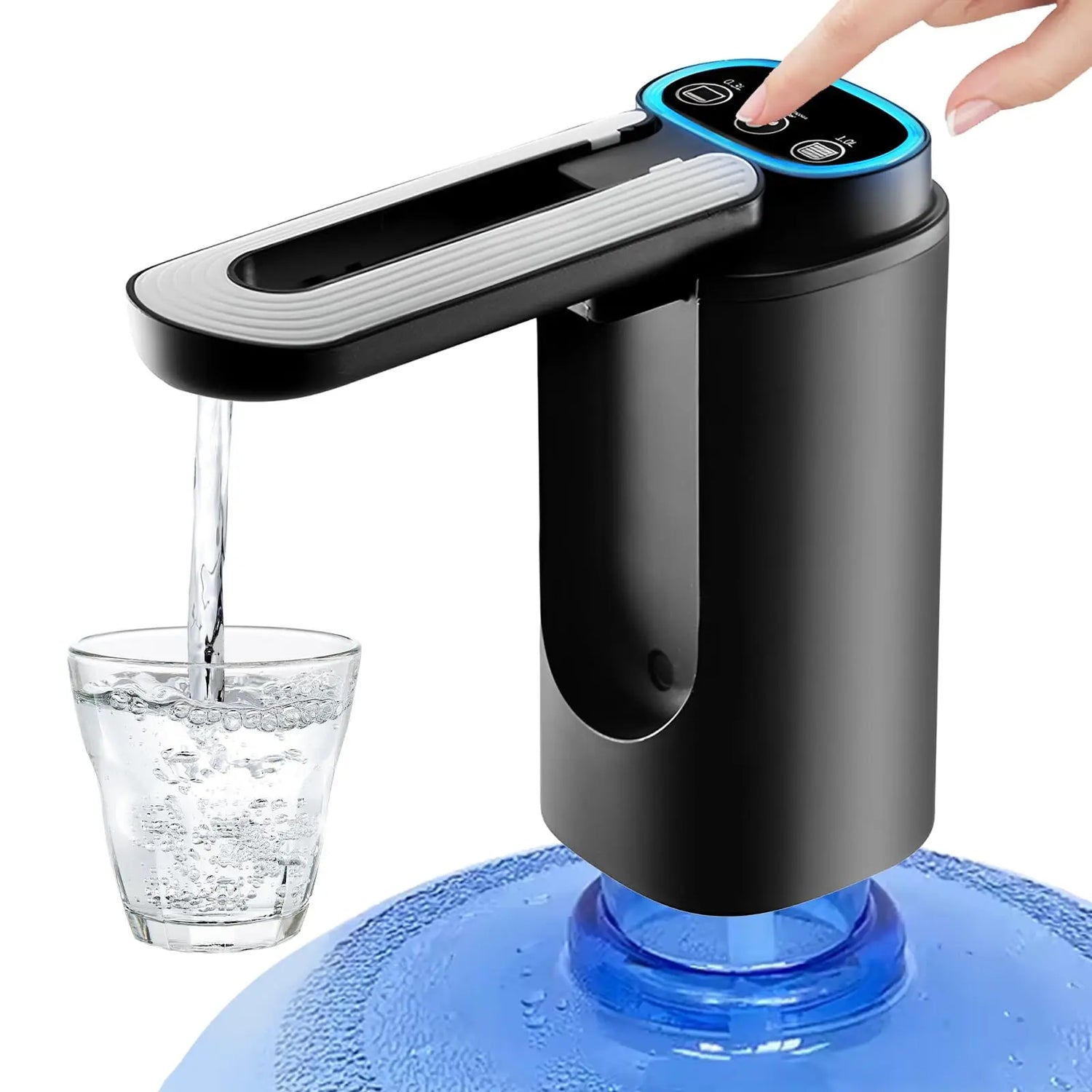Automatic Electric Water Dispenser Pump for 5 Gallon Bottles - Portable Type-C Charging (Black)