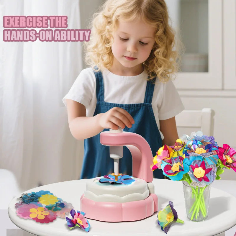 Fabric Flower Bouquets Toys DIY Craft Kits Toys for Kids Handmade Flowers Market Toy Girls Christmas Birthday Gift