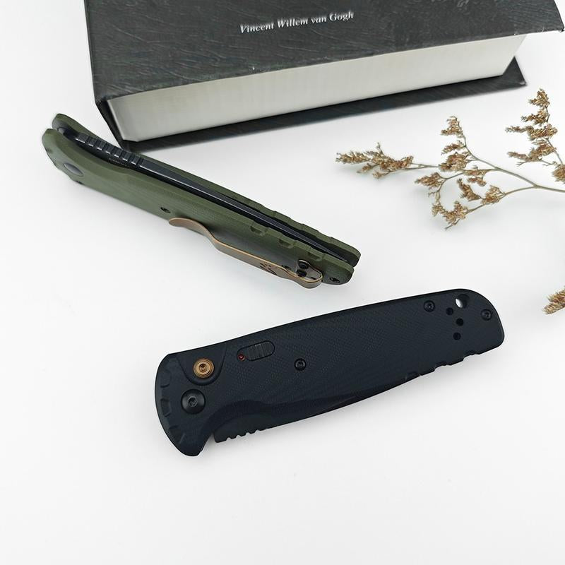 4300BK-02 CLA Utility Button Lock Folding Knife D2 Battlewash Blade G10 Handle Multifunctional Cutlery Tool for Outdoor Fishing Camping EDC