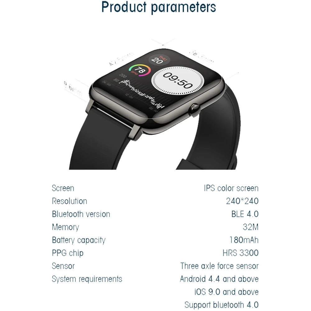 Revolutionary Smart Fitness Tracker Smartwatch for Men and Women - Heart Rate Monitor, Sleep Tracker, Waterproof Design with Music Control